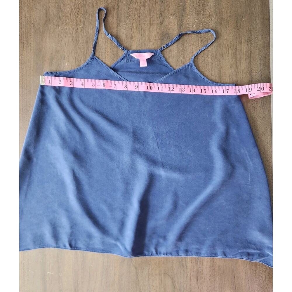 Lilly Pulitzer Fleur Silk Cami Top Navy Blue V-Neck Racerback Women's Size Small - Picture 8 of 9